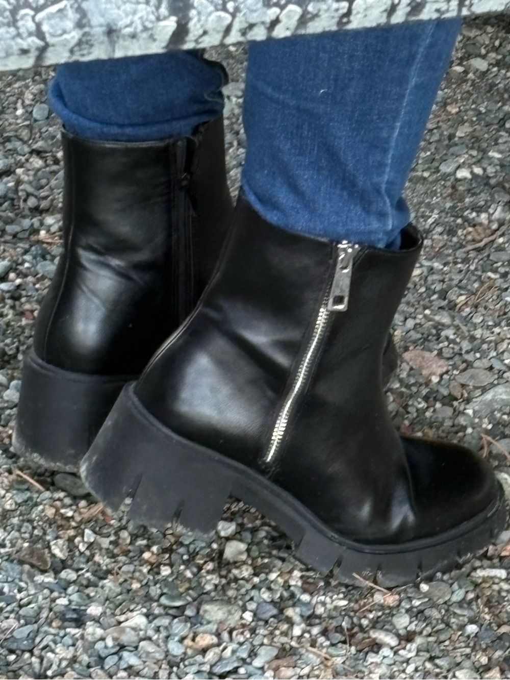 Black Women’s Chunky Zip Ankle Boots